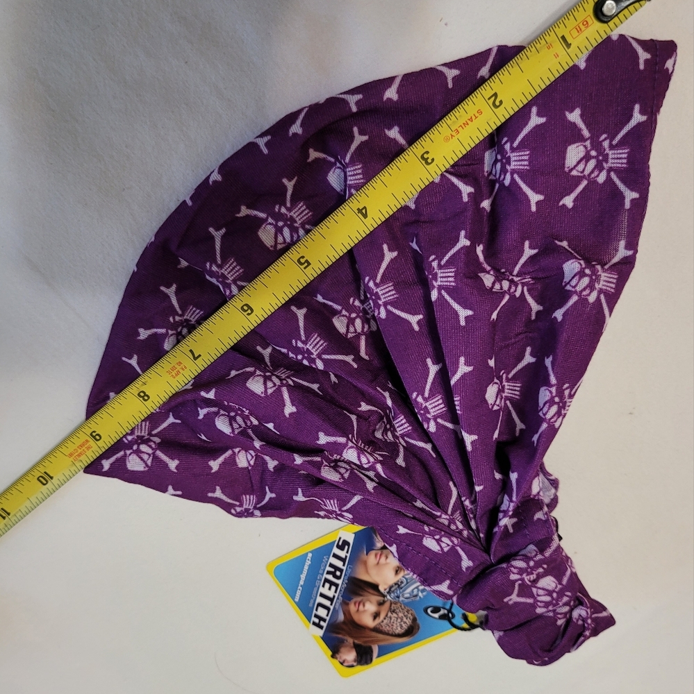 Kawasaki Schampa Doo-Z Mini Coolskin Headband, Purple Skull, NEW - Picture 5 of 6